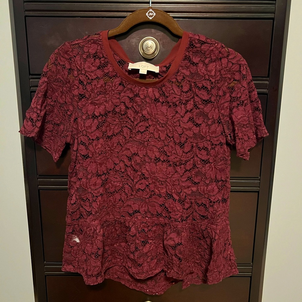 Ann Taylor LOFT lace sheer top size S